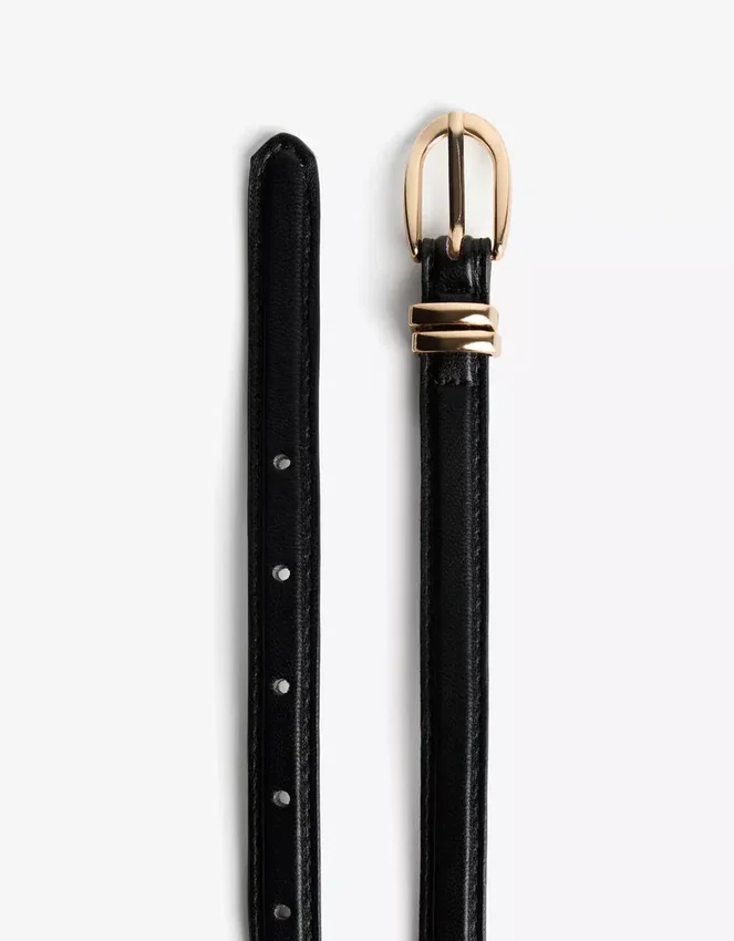 Faux Leather Topstitched Belt – Accessories Faux Leather Topstitched Belt – Accessories