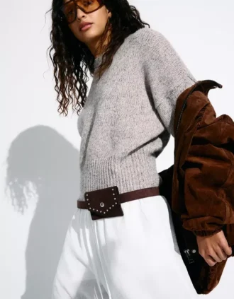 Faux Suede Belt with Pocket