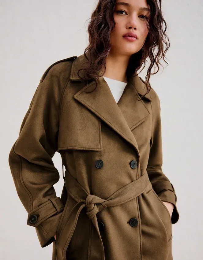 Faux Suede Trench Coat – Jackets and Trench Faux Suede Trench Coat – Jackets and Trench