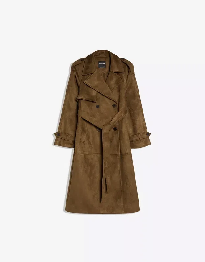 Faux Suede Trench Coat Faux Suede Trench Coat