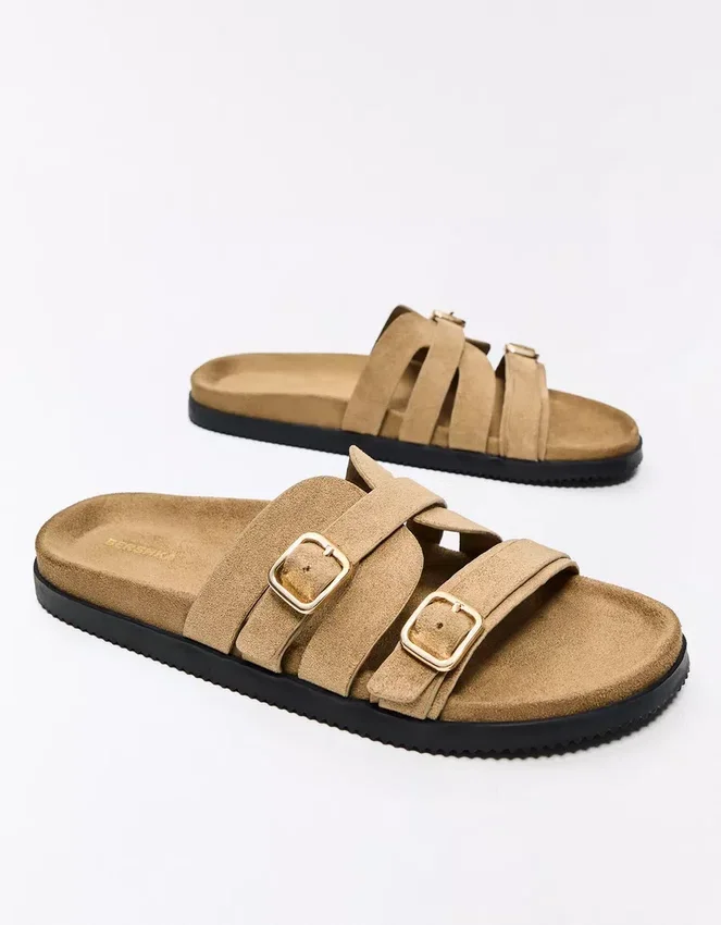 Flat Sandals with Buckle Detail – Flat Sandals – Women Flat Sandals with Buckle Detail – Flat Sandals – Women