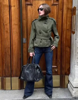 Funnel Neck Trench Jacket