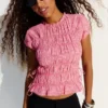 Gathered T-Shirt with Side Ties Gathered T-Shirt with Side Ties