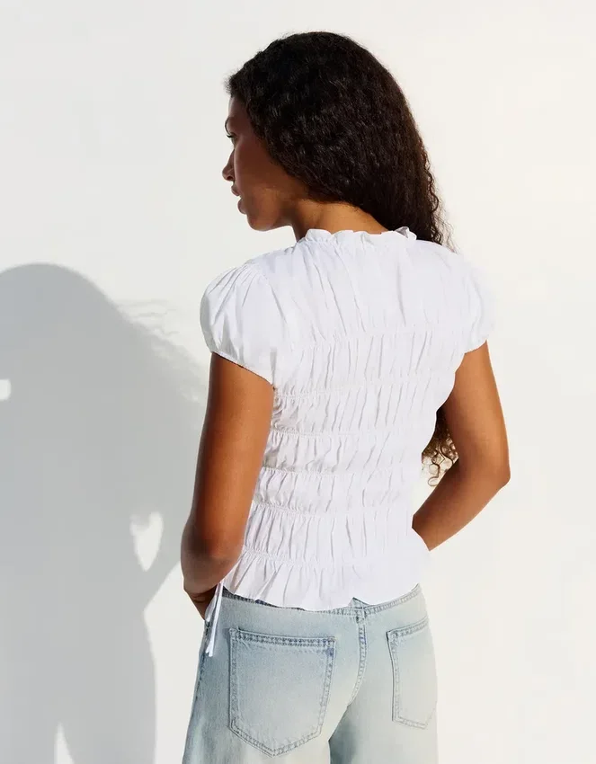 Gathered T-Shirt with Side Ties Gathered T-Shirt with Side Ties