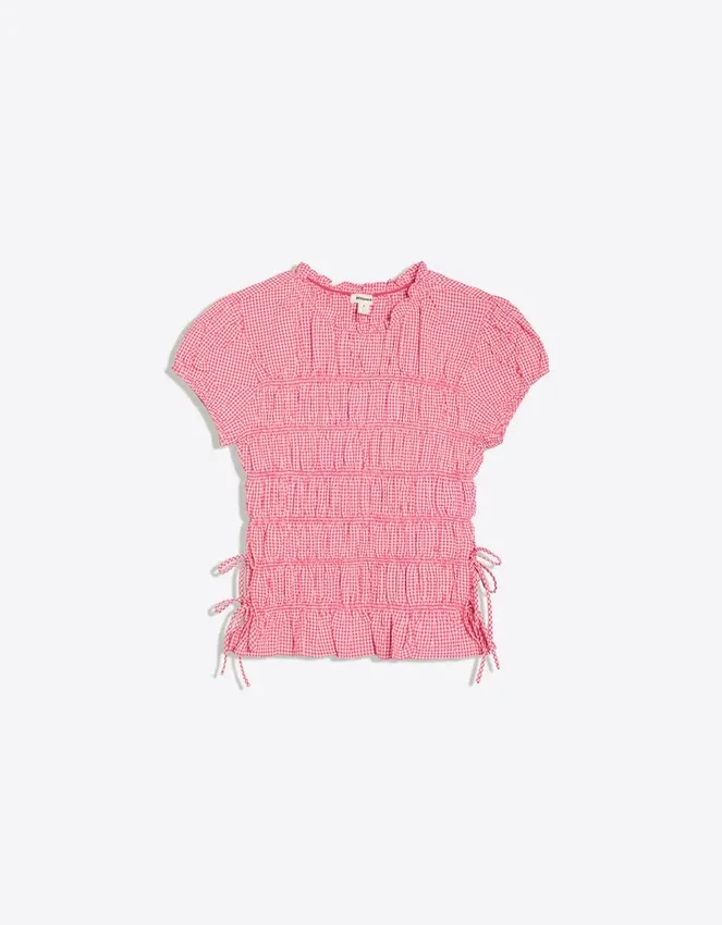 Gathered T-Shirt with Side Ties Gathered T-Shirt with Side Ties