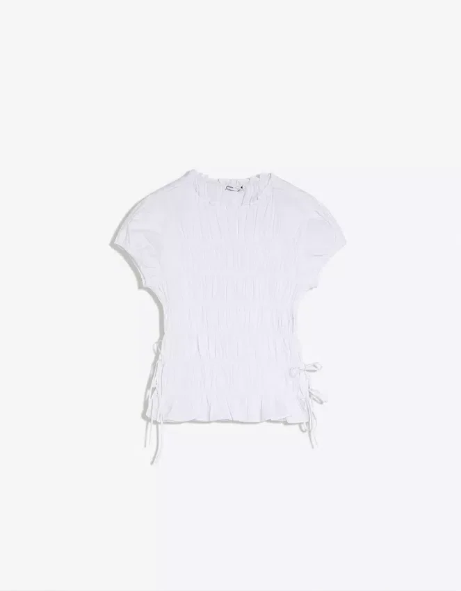 Gathered T-Shirt with Side Ties Gathered T-Shirt with Side Ties