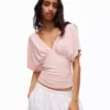 Gathered V-Neck T-Shirt – Women