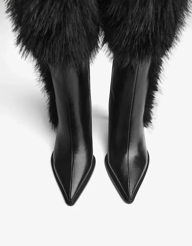 Heeled Ankle Boot with Fur Detail – Boots and Ankle Boots Heeled Ankle Boot with Fur Detail – Boots and Ankle Boots