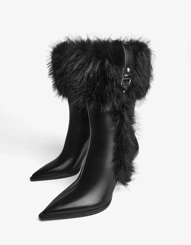 Heeled Ankle Boot with Fur Detail – Boots and Ankle Boots Heeled Ankle Boot with Fur Detail – Boots and Ankle Boots