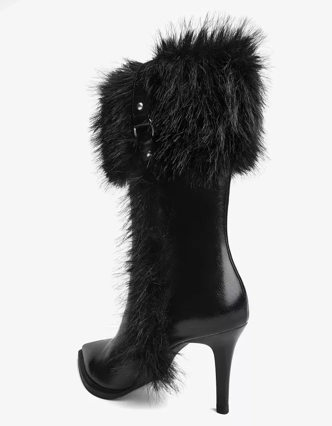 Heeled Ankle Boot with Fur Detail – Boots and Ankle Boots Heeled Ankle Boot with Fur Detail – Boots and Ankle Boots