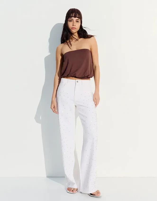 High-Waist Shimmery Straight-Leg Jeans High-Waist Shimmery Straight-Leg Jeans
