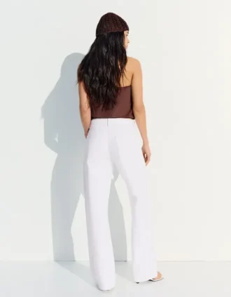 High-Waist Shimmery Straight-Leg Jeans