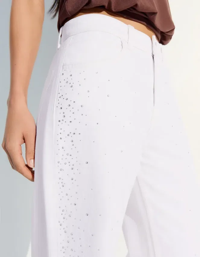 High-Waist Shimmery Straight-Leg Jeans High-Waist Shimmery Straight-Leg Jeans