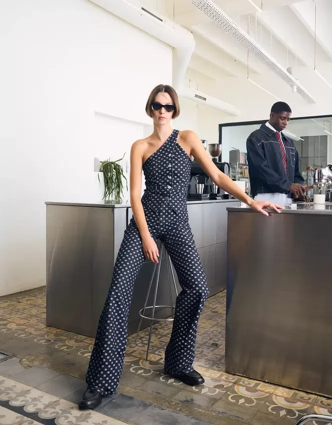 High-Waist Straight Jeans with Polka Dots High-Waist Straight Jeans with Polka Dots