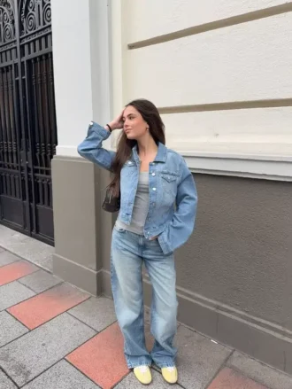 high waist straight wide leg jeans 3 330x439 - Denim Jacket