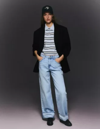 High-Waist Straight Wide-Leg Jeans with Turn-Up Hems – Pants High-Waist Straight Wide-Leg Jeans with Turn-Up Hems – Pants