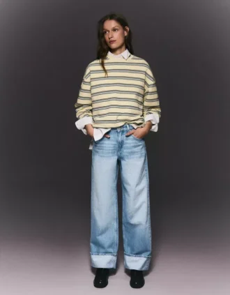 High-Waist Straight Wide-Leg Jeans with Turn-Up Hems – Pants High-Waist Straight Wide-Leg Jeans with Turn-Up Hems – Pants