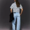 High-Waist Straight Wide-Leg Jeans with Turn-Up Hems – Pants