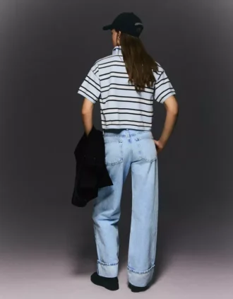 High-Waist Straight Wide-Leg Jeans with Turn-Up Hems – Pants High-Waist Straight Wide-Leg Jeans with Turn-Up Hems – Pants