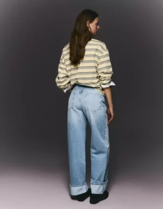High-Waist Straight Wide-Leg Jeans with Turn-Up Hems – Pants High-Waist Straight Wide-Leg Jeans with Turn-Up Hems – Pants