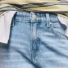 High-Waist Straight Wide-Leg Jeans with Turn-Up Hems – Pants