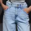 High-Waist Straight Wide-Leg Jeans with Turn-Up Hems – Pants