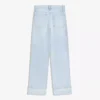 High-Waist Straight Wide-Leg Jeans with Turn-Up Hems – Pants