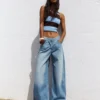 High-Waist Wide-Leg Jeans with Crossover Waist – Pants