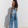 High-Waist Wide-Leg Jeans with Crossover Waist – Pants