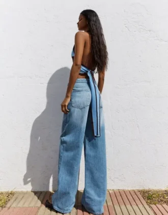 High-Waist Wide-Leg Jeans with Crossover Waist – Pants High-Waist Wide-Leg Jeans with Crossover Waist – Pants