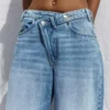 High-Waist Wide-Leg Jeans with Crossover Waist – Pants