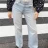 High-Waist Wide-Leg Straight Jeans – Pants