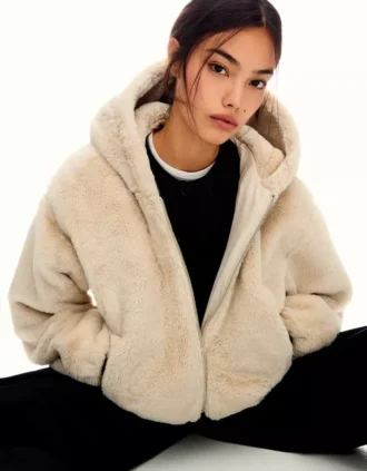 Hooded Faux Fur Jacket – Jackets and Trench Hooded Faux Fur Jacket – Jackets and Trench