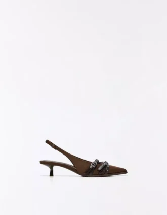 Kitten-Heel Slingback Shoes with Buckles – Heeled Shoes Kitten-Heel Slingback Shoes with Buckles – Heeled Shoes