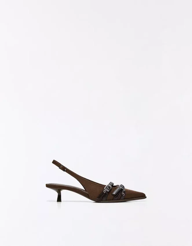 Kitten-Heel Slingback Shoes with Buckles – Heeled Shoes Kitten-Heel Slingback Shoes with Buckles – Heeled Shoes