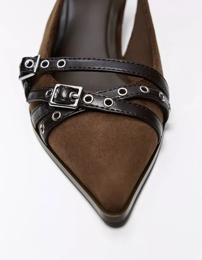 Kitten-Heel Slingback Shoes with Buckles – Heeled Shoes Kitten-Heel Slingback Shoes with Buckles – Heeled Shoes