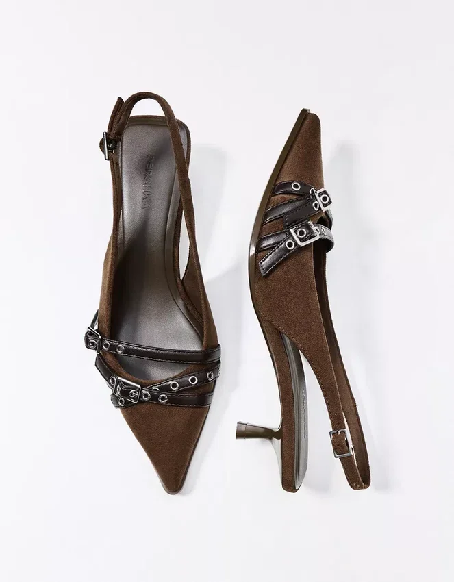 Kitten-Heel Slingback Shoes with Buckles – Heeled Shoes Kitten-Heel Slingback Shoes with Buckles – Heeled Shoes