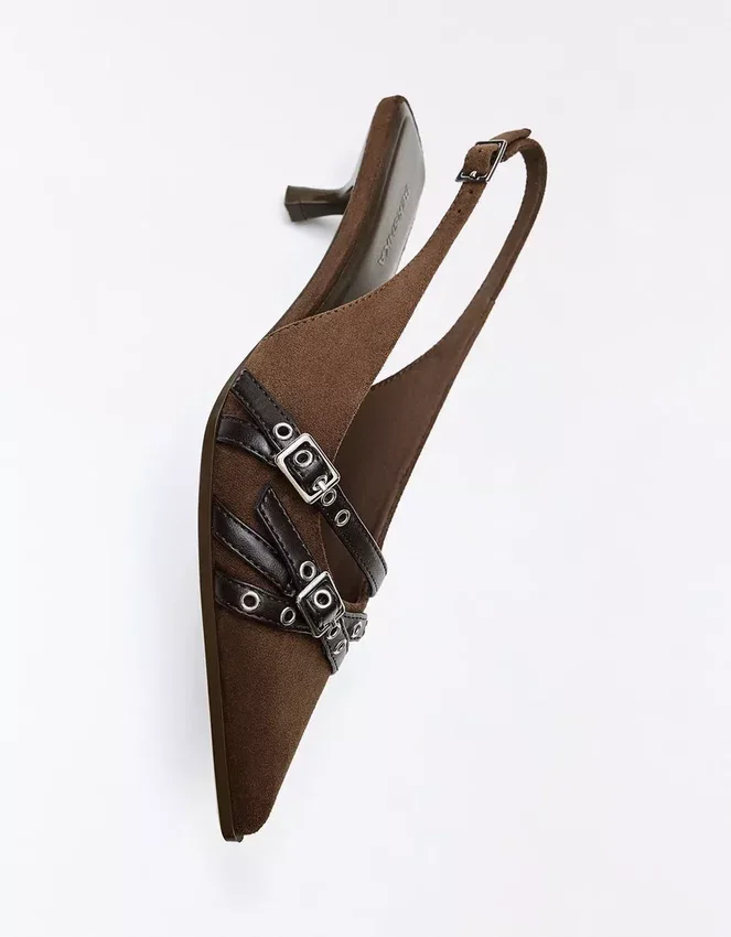 Kitten-Heel Slingback Shoes with Buckles – Heeled Shoes Kitten-Heel Slingback Shoes with Buckles – Heeled Shoes