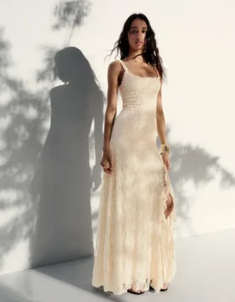 Lace-Trimmed Midi Dress Lace-Trimmed Midi Dress