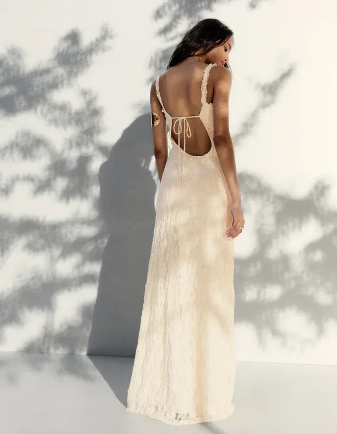 Lace-Trimmed Midi Dress Lace-Trimmed Midi Dress