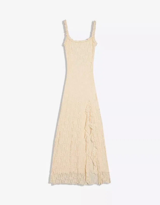 Lace-Trimmed Midi Dress Lace-Trimmed Midi Dress