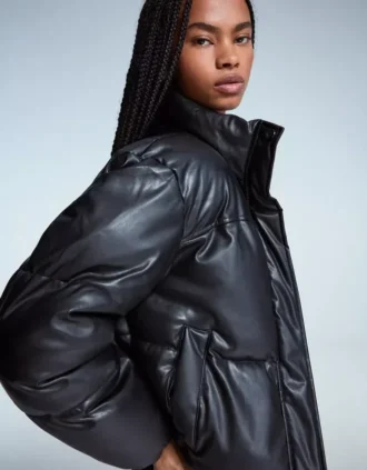 Leather Effect Puffer Jacket – Jackets and Trench