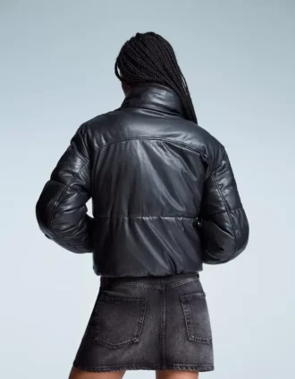 Leather Effect Puffer Jacket – Jackets and Trench