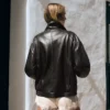 Leather Funnel Neck Jacket – Women