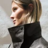 Leather Funnel Neck Jacket – Women