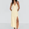 Linen Blend Halter Midi Dress – Dresses and Jumpsuits
