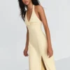 Linen Blend Halter Midi Dress – Dresses and Jumpsuits