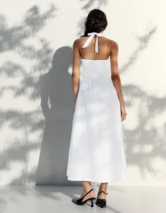 Long Poplin Halter Dress