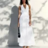Long Poplin Halter Dress