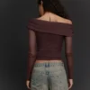 Long Sleeve Asymmetric Tulle T-Shirt